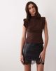 ASOS DESIGN ASOS DESIGN PU mini skirt with lace hem detail in black - 1
