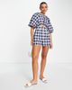 ASOS DESIGN ASOS DESIGN puff sleeve cut out romper in gingham print-Multi - 3