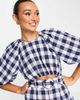 ASOS DESIGN ASOS DESIGN puff sleeve cut out romper in gingham print-Multi - 4