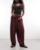 ASOS DESIGN ASOS DESIGN pull-on balloon pants in burgundy - part of a set-Red - 1
