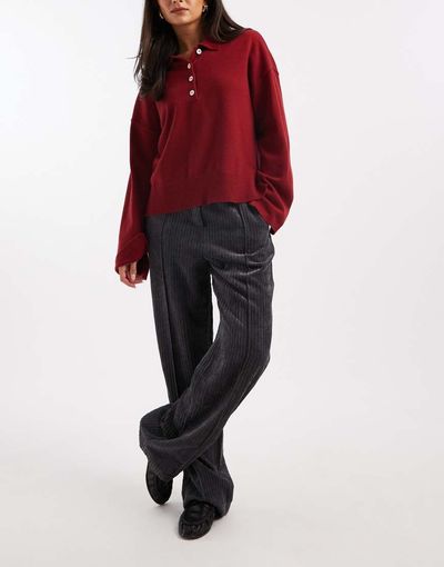 ASOS DESIGN ASOS DESIGN pull on pants in cord in gray