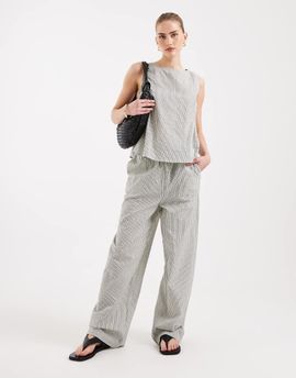 ASOS DESIGN ASOS DESIGN pull on pants in gray and cream stripes - part of a set-Black