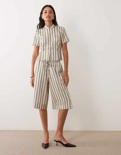 ASOS DESIGN ASOS DESIGN pull on satin bermuda in multi stripes - part of a set