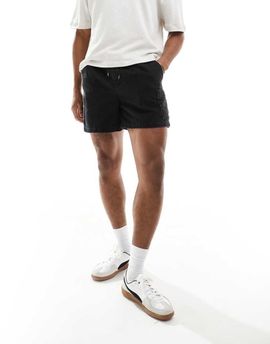 ASOS DESIGN ASOS DESIGN pull on short length wide cargo denim shorts in washed black