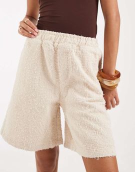 ASOS DESIGN ASOS DESIGN pull on shorts in textured denim-Neutral