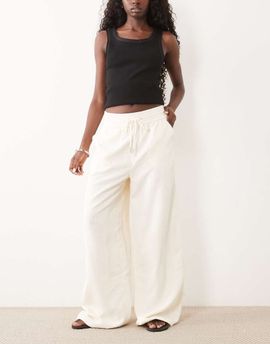 ASOS DESIGN ASOS DESIGN pull on waist wide leg cord pants in eggnog-Yellow