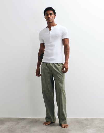 ASOS DESIGN ASOS DESIGN pyjama bottoms with stripe print in green-MULTI