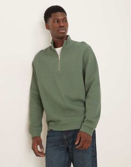ASOS DESIGN ASOS DESIGN quarter zip ribbed sweatshirt in green