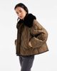 ASOS DESIGN ASOS DESIGN quilted hybrid borg collarless jacket in khaki-Green - 1