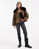 ASOS DESIGN ASOS DESIGN quilted hybrid borg collarless jacket in khaki-Green - 4