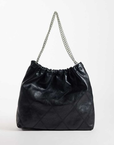 ASOS DESIGN ASOS DESIGN quilted tote bag with chain handle in black