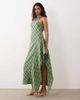 ASOS DESIGN ASOS DESIGN racer midi dress with side ruffle detail in green plaid - 1
