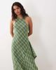 ASOS DESIGN ASOS DESIGN racer midi dress with side ruffle detail in green plaid - 2