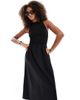 ASOS DESIGN ASOS DESIGN racer neck crinkle bodice poplin skirt midi dress in black - 1