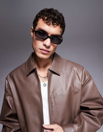 ASOS DESIGN ASOS DESIGN racer slim wrap sunglasses with black frames