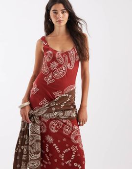 ASOS DESIGN ASOS DESIGN racer tie wait detail midaxi dress-Multi