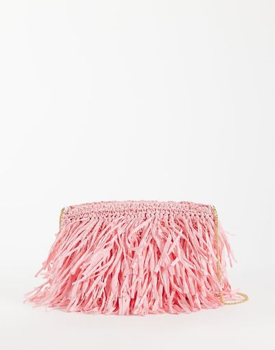 ASOS DESIGN ASOS DESIGN raffia tassel clutch bag in pink