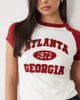 ASOS DESIGN ASOS DESIGN raglan baby tee with atlanta sport graphic in cream and burgundy-White - 3