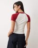 ASOS DESIGN ASOS DESIGN raglan baby tee with atlanta sport graphic in cream and burgundy-White - 4