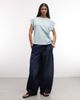 ASOS DESIGN ASOS DESIGN raglan sleeve heavyweight boxy crop tee in washed blue - 2