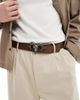 ASOS DESIGN ASOS DESIGN rams head buckle belt in washed dark brown faux leather - 1