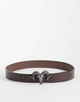 ASOS DESIGN ASOS DESIGN rams head western buckle faux leather belt in brown