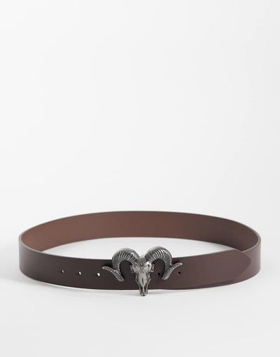 ASOS DESIGN ASOS DESIGN rams head western buckle faux leather belt in brown