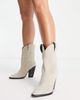 ASOS DESIGN ASOS DESIGN Ranch suede mid-calf heeled western boots in off white-Neutral - 1