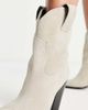 ASOS DESIGN ASOS DESIGN Ranch suede mid-calf heeled western boots in off white-Neutral - 3