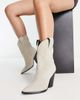 ASOS DESIGN ASOS DESIGN Ranch suede mid-calf heeled western boots in off white-Neutral - 4