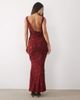 ASOS DESIGN ASOS DESIGN raw seam cowl back devore maxi dress in wine-RED - 4