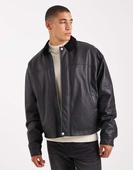 ASOS DESIGN ASOS DESIGN real leather coach jacket in black