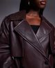 ASOS DESIGN ASOS DESIGN real leather strong shoulder trench coat in burgundy-Red - 3