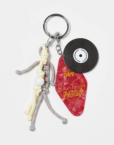 ASOS DESIGN ASOS DESIGN record disc and cord bag charm keyring in multi