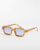 ASOS DESIGN ASOS DESIGN rectangle light tint sunglasses in tortoise frame with blue lens-Brown - 1