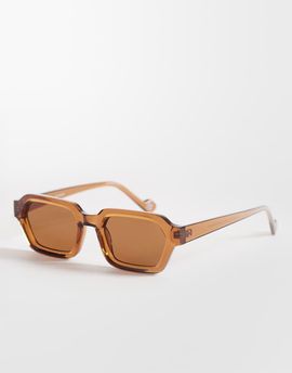 ASOS DESIGN ASOS DESIGN rectangle sunglasses in neutral crystal frame with brown lens