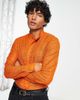 ASOS DESIGN ASOS DESIGN regular crochet shirt with 70s ruffle front in orange - 1