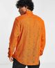 ASOS DESIGN ASOS DESIGN regular crochet shirt with 70s ruffle front in orange - 2