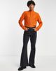 ASOS DESIGN ASOS DESIGN regular crochet shirt with 70s ruffle front in orange - 4