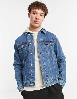ASOS DESIGN ASOS DESIGN regular denim jacket in mid wash-Blues