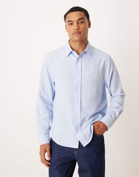 ASOS DESIGN ASOS DESIGN regular fit oxford shirt with chest embroidery in light blue