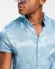 ASOS DESIGN ASOS DESIGN regular fit satin shirt in blue floral jacquard - 2