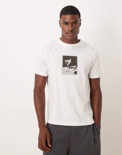 ASOS DESIGN ASOS DESIGN regular fit T-shirt with martini graphic in white