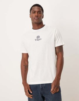 ASOS DESIGN ASOS DESIGN regular fit T-shirt with tipped neck and text embroidery in white