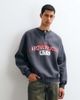 ASOS DESIGN ASOS DESIGN regular henley sweatshirt with NYC script graphic in gray - 1