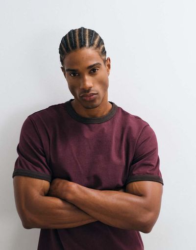 ASOS DESIGN ASOS DESIGN regular ringer T-shirt in washed burgundy-Red