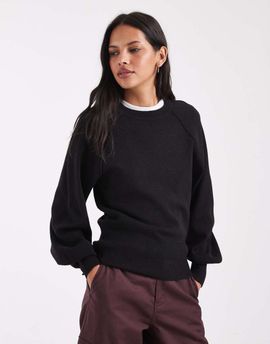ASOS DESIGN ASOS DESIGN relaxed balloon sleeve crew neck sweater in black