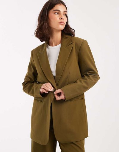 ASOS DESIGN ASOS DESIGN relaxed blazer in khaki-Green