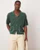 ASOS DESIGN ASOS DESIGN relaxed boxy fit knit button down polo shirt with blanket stitch in dark green - 1
