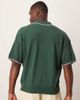 ASOS DESIGN ASOS DESIGN relaxed boxy fit knit button down polo shirt with blanket stitch in dark green - 3